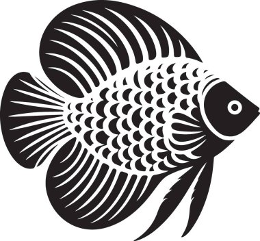 Zarif Siyah Siluet Balık Resimlendirme Vektörü Grafiksel