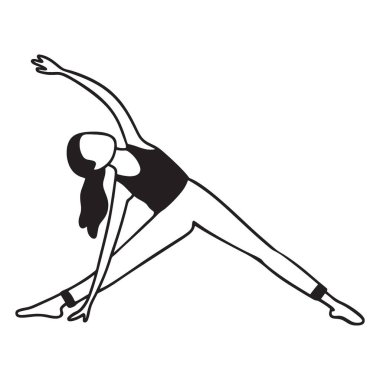 Silüet kadın gerilme pozu vektör ilülasyonu yapıyor.