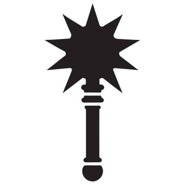 Korkunç bir sivri topuz silueti. Ortaçağ savaş silahı.