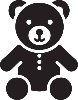 Sevimli Siyah Siluet Oyuncak Ayı Çizimi Çocuk kitapları ve web siteleri için mükemmel