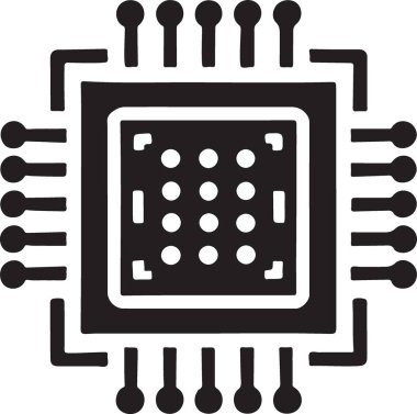 İşlemci simgesi. Web için basit Cpu vektör simgeleri çizimi