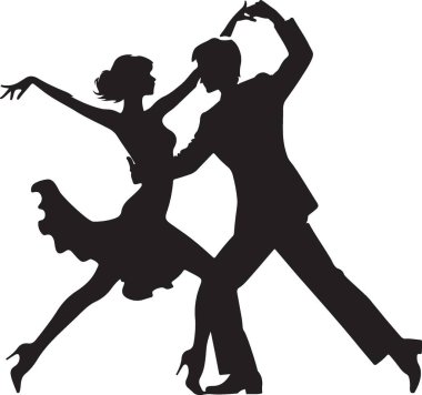 Dans eden insanların vektör silueti