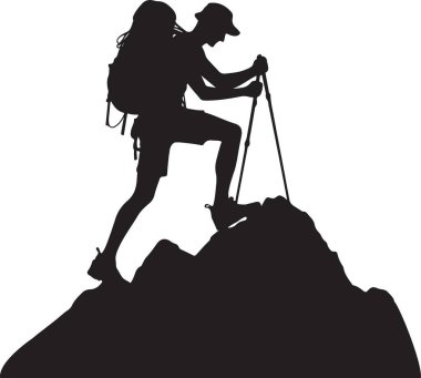 Bir kayanın üzerindeki dağcı silueti..