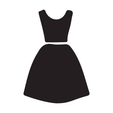 Klasik siyah bir elbisenin silueti. Moda tasarımı, giyim mağazaları ve tarzla ilgili projeler için vektör çizimi mükemmel. Yüksek kalite grafik.