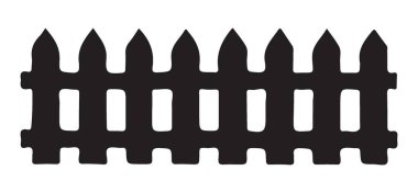 Bir bahçe çitinin silueti çizimi bahçe tasarımları, peyzaj projeleri, arka bahçe temaları ve ev dekorları için ideal. Yüksek çözünürlüklü vektör grafiği.