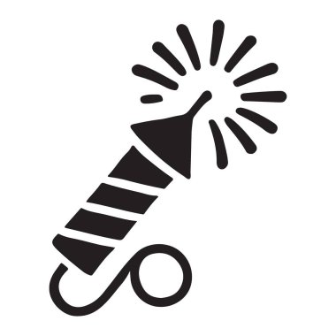 Ateşli ve kıvılcımlar saçan bir parti krakerinin çizimi. Kutlamalar ve şenlikli tasarımlar için mükemmel..