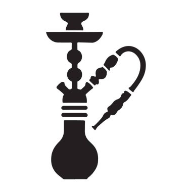 Klasik bir nargile silueti tasarımı. Geleneksel rahatlama, sigara kültürü veya Orta Doğu temalarını temsil etmek için mükemmel. Rahatlama, kültür veya keyif tasarımı için bu vektör illüstrasyonunu kullanın.