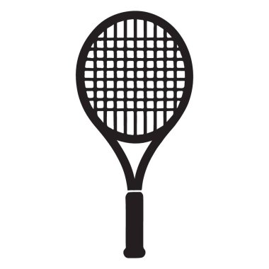 Tenis raketinin siluet vektör çizimi. Popüler spor, spor, eğlence ve spor tasarımları için idealdir..