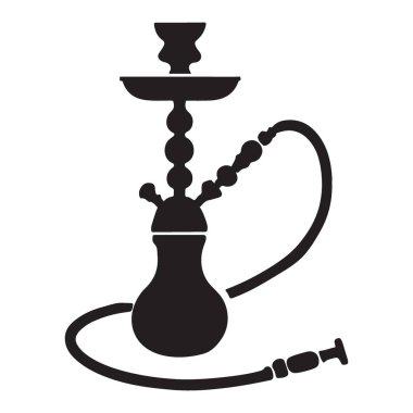 Nargile 'nin siluet vektör çizimi, tütün tütünü içmek için kullanılan bir su piposu. Shisha salonu ve kültürel temalar için mükemmel..