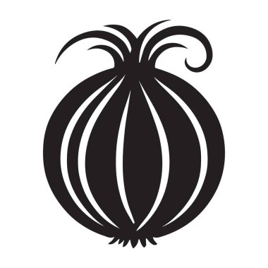 Bir soğanın siluet vektör çizimi. Yemek pişirme, yemek tarifleri, yemek blogları ve sağlıklı beslenme temaları için ideal.