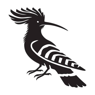Hoopoe kuşunun ayrıntılı siluet vektörü. Doğa severler, kuş meraklıları ve eşsiz tasarım projeleri için mükemmel. Yüksek kaliteli vektör sanatı yazdırma veya dijital kullanıma hazır.