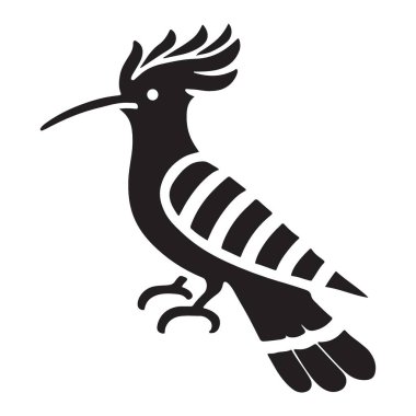 Detaylı bir Hoopoe kuşunun yer aldığı vektör siluet sanatı. Yaratıcı projelerde, logolarda ve tasarımlarda kullan. Ölçekleme ve kişiselleştirme için yüksek kaliteli vektör.
