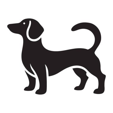 Sosis köpeği olarak da bilinen bir dachshund köpeğinin silueti. Evcil hayvan tasarımları, posterler ve eşyalar için mükemmel. Yüksek kaliteli vektör grafiği.