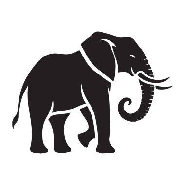 Bir filin silueti, gücü ve bilgeliği simgeliyor. Vahşi yaşamı koruma projeleri, eğitim materyalleri ve doğa temalı tasarımlar için idealdir. Vektör grafiği.