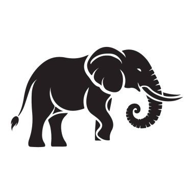 Bir Afrika filinin çarpıcı siyah silueti. Gücü ve bilgeliği simgeliyor. Eğitim materyalleri, koruma kampanyaları ve vahşi yaşam bilinçlendirme projeleri için ideal.