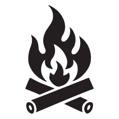 Kütükleri ve alevleri olan bir şenlik ateşinin vektör çizimi, kamp yapmak için mükemmel, macera temalı. Bu şenlik ateşi yaz temaları için kullanılabilir..