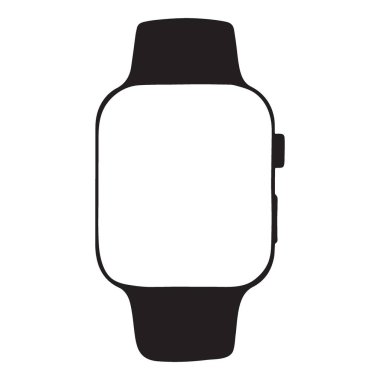 Uygulama ve arayüz tasarımı için siluet vektörü kare ekran ve modern stil ile şık akıllı twatch. Çeşitli UI ve UX projeleri için kullanımı ve kişiselleştirilmesi kolay.