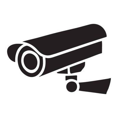 Mülkünüzü korumak için güvenlik ve güvenlik sağlayan modern bir CCTV kamerasının silüeti. Önermeyi izlemek ve şüpheli aktiviteleri kaydetmeye yardımcı olur..