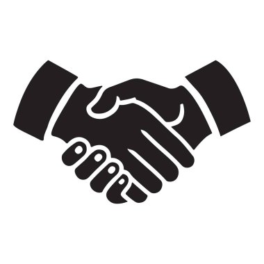 Sağlam bir tokalaşmanın silueti, bir anlaşma ve ortaklık sembolü. İşbirliği, müzakere, anlaşma yapma ve başarılı girişimleri temsil eder.