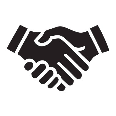 Resmi bir tokalaşmanın silueti, ortaklığı, iş anlaşmalarını ve anlaşmaları temsil ediyor. Güven, takım çalışması ve iş ilişkisini simgeler.