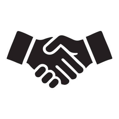 İş anlaşmaları ve ortaklıkları temsil eden bir el sıkışmanın siluet vektörü. İşbirliği, müzakere ve başarılı anlaşmalar için ideal.