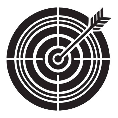 Vektör sanatı, hedefi tam gözünden ok ile vuruyor. Başarıyı, başarıyı ve hedefe yönelik kavramları resmetmek için mükemmel. Bir hedef siluetini temsil etmek için mükemmel bir grafik değeri.