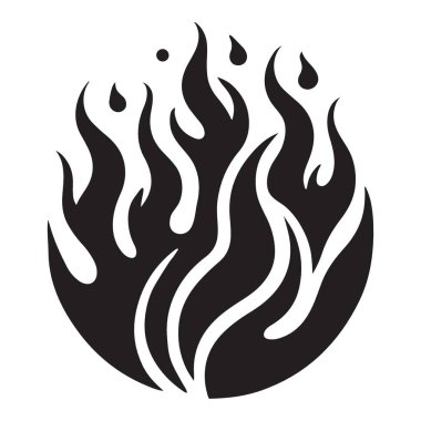 Canlı alevlerin siluet çizimi, somutlaştırıcı ısı. Ateş, tutku ve enerjiyi temsil eden tasarımlar için mükemmel bir çok yönlü vektör grafiği.