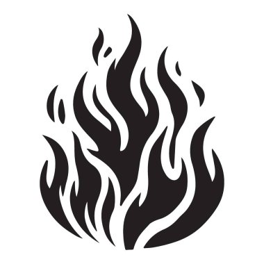 Vektör grafik tasarımı ateşin özünü, yanan ısıyı ve enerjiyi temsil eden bir siluet alevler illüstrasyonunu betimliyor. Çeşitli temalar için ideal bir resim.