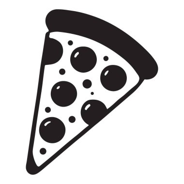 Bir dilim pizzanın siluet vektör grafik çizimi. Restoran menüleri, promosyonlar ve daha fazlası için nefis İtalyan fast food çizimleri..