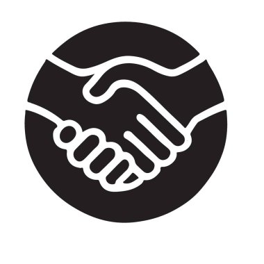 Siyah bir siluet tokalaşma illüstrasyonu, ortaklığı temsil eden, işbirliği, anlaşmalar ve başarılı anlaşmalar. İşle ilgili içerik, web siteleri ve sunumlar için mükemmel.