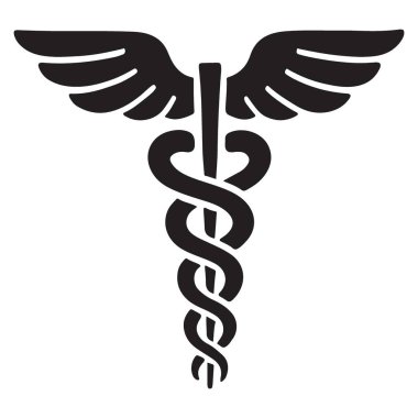 Tıbbın bir sembolü olan caduceus 'un vektör çizimi. Şifa ve sağlığı temsil eden bu caduceus silueti tıbbi temalar için mükemmeldir..