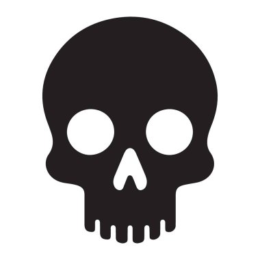 Kafatasının vektör çizimi. Ölümlülüğü ve tehlikeyi simgeleyen bu kafatası silueti, hayatın geçici doğasını simgeliyor..
