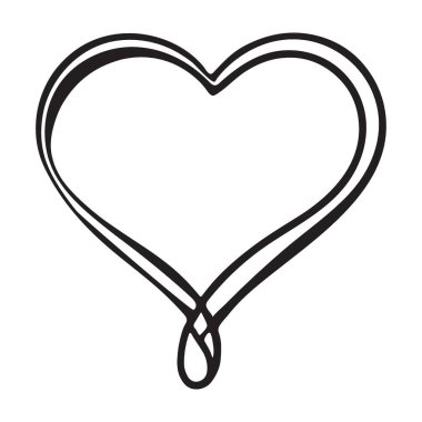 Soyut kalp şeklinin vektör çizimi. Aşkı ve sevgiyi simgeleyen bu kalp silueti duyguları ifade etmek için mükemmeldir..