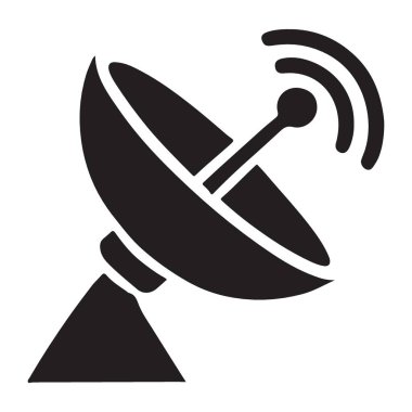 Uydu anteninin sinyal gönderen vektör çizimi. İletişim teknolojisini, yayın hizmetlerini veya telekomünikasyon projelerini tasvir etmek için ideal.