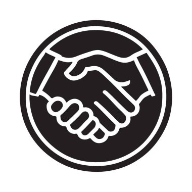 El sıkışmanın siluet vektör çizimi. Bu el sıkışma tasarımı anlaşmaları, ortaklıkları, iş ilişkilerini ve güveni sembolize eder.