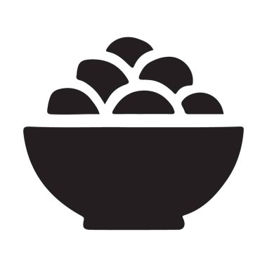 Taze meyve dolu bir kasenin vektör silüeti. Sağlıklı beslenme, sağIık ya da doğal gıda seçimlerini desteklemek için mükemmel. Meyve ilacını al..