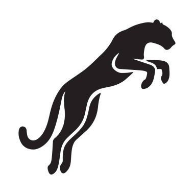 Kara panterin sıçramasının dinamik temsili. Kedi zarafetinin ve gücünün özünü yakalar. Logolar, markalar, vahşi yaşam temaları ve daha fazlası için ideal..