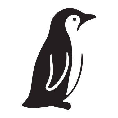 Bir penguenin basit bir siluet vektör çizimi. Antarktika ile ilgili projeler, vahşi yaşamı koruma veya çocuklar için eğitici materyaller için harika.