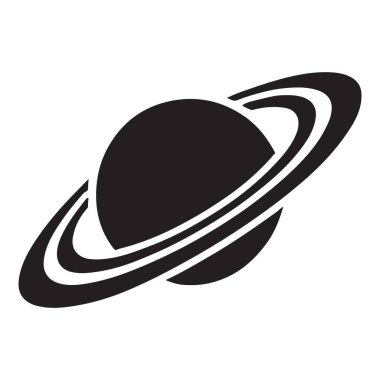 Bu grafik, Satürn 'ün kendine özgü halkalarına sahip bir siluetini gösteriyor. Eğitim projeleri, web sitesi çizimleri veya uzay temalı tasarımlar için mükemmel.