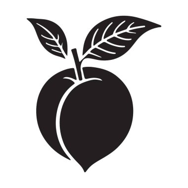 Yapraklı taze şeftali siluetinin vektör çizimi, sağlıklı beslenme, yaz üretimi ve doğal temalarla ilgili tasarım projeleri için mükemmel..