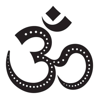 Om sembolünün ayrıntılı vektör çizimi, Hinduizm 'de kutsal bir ses ve ruhani simge, noktalardan oluşan bir desenle süslenmiş. Ruhani veya dövme sanatı projeleri için mükemmel..