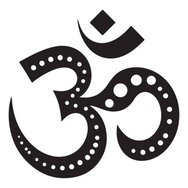 Hinduizm 'in kutsal bir temsili olan Om sembolünü içeren sanatsal bir vektör çizimi, eşsiz dairesel nokta deseni ile süslenmiş, maneviyat ve sanatsallığı aktarıyor..
