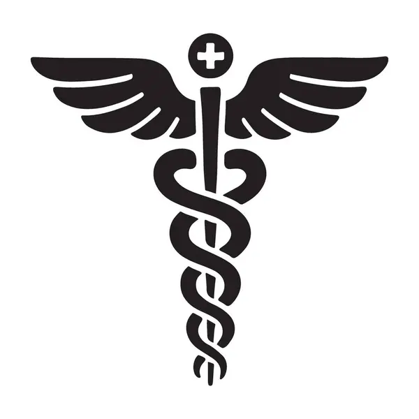 Caduceus, vektör sanatında gösterilen tıbbi sembol. Sağlık hizmetleri mesleğini resmediyor. Tıp, sağlık ve refahı temsil eder..