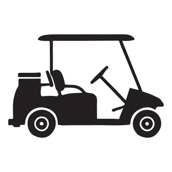 Golf arabasının siyah bir silüeti. Golfle ilgili tasarımlar, eğlence amaçlı araç grafikleri ve boş zaman çizimleri için mükemmel..
