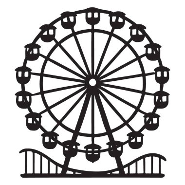 Eski bir dönme dolabın silüeti, lunapark eğlencesi ve nostaljisinin özünü yakalıyor. Retro karnaval atmosferi gerektiren projelerde kullanım için ideal.