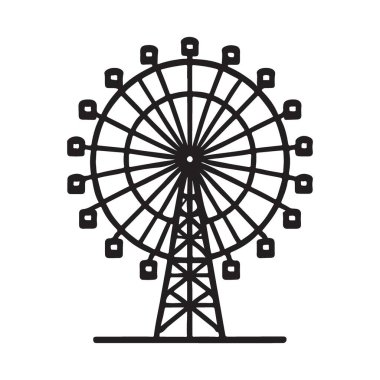 Dönme dolabın büyüleyici cazibesini tecrübe et. Bu illüstrasyon eğlence parklarının tuhaf özünü yakalıyor, merak ve neşe hissi uyandırıyor..