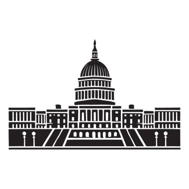 Bu vektör illüstrasyonu, Birleşik Devletler Kongre Binası 'nı tasvir eder ve politika, Washington D.C. ve hükümet binaları hakkındaki makaleler için mükemmeldir. Siluet biçimi illüstrasyonu.