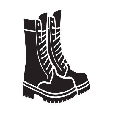 Bir çift askeri bot silueti vektör çizimi, güvenliğe uygun, orduya bağlı tasarımlar. Clipart vektör resmi.