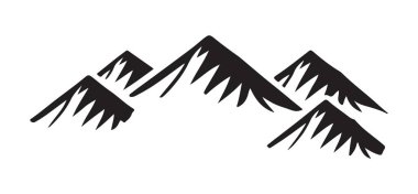 Çoklu dağ zirvelerinin siluetini içeren vektör illüstrasyonu. Seyahat ve açık hava teması, arka plan veya manzara esinlenilmiş tasarımlar için idealdir.