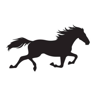 Sanatsal projeleriniz için zarif bir at silueti. Tasarım elemanı ya da logo olarak mükemmel. Bu vektör görüntüsü ile yazdırma veya dijital uygulamalarda özgürlük ruhunu yakala.